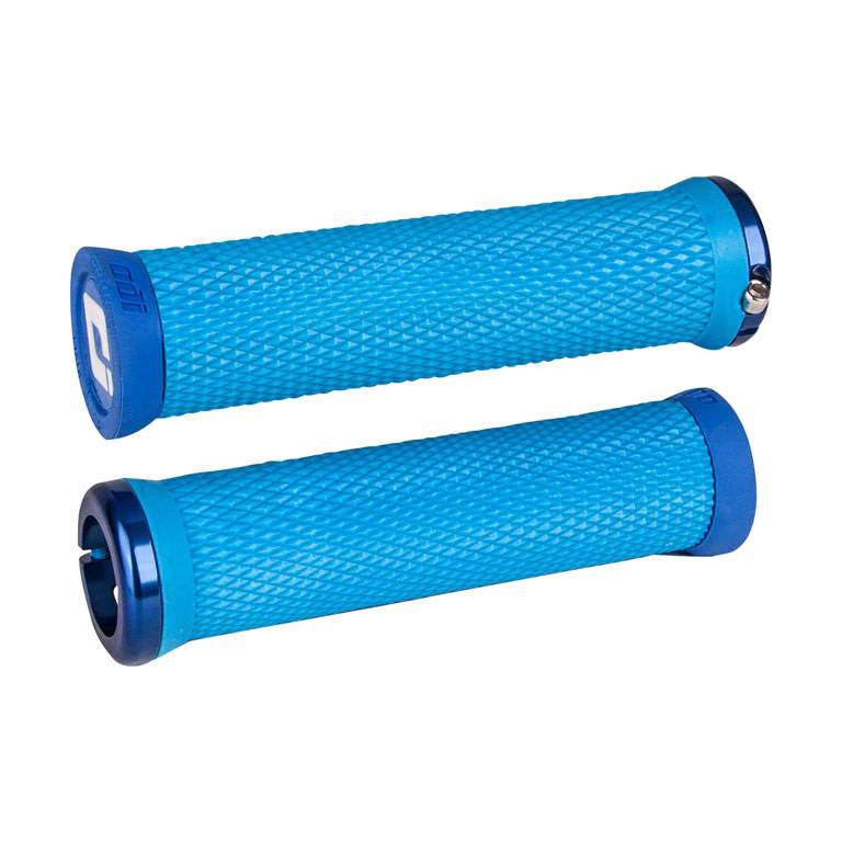 ODI Elite Motion Lock-On Grips Light Blue with Blue Clamps