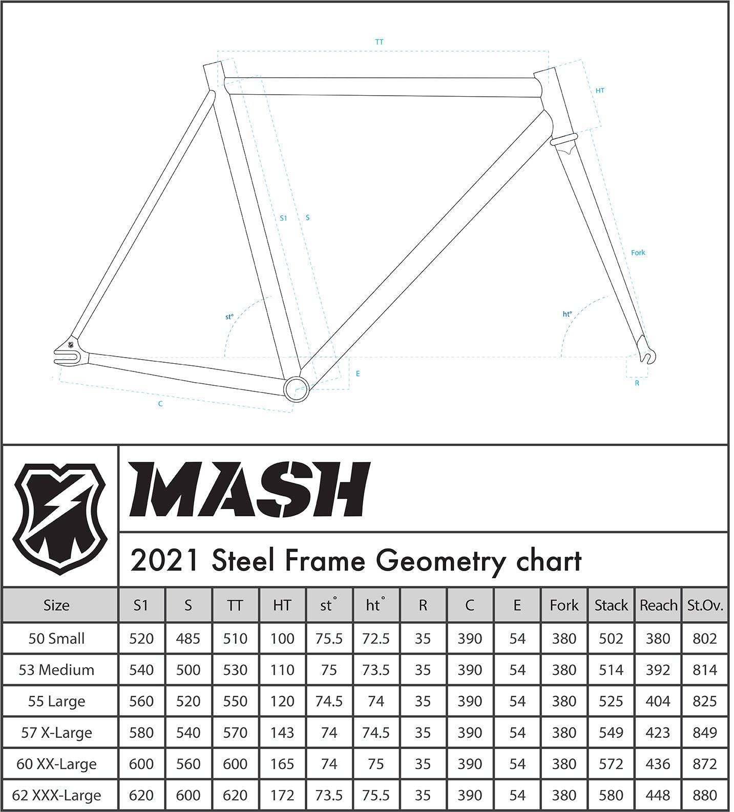 MASH Steel Frame Set Black Rainbow Flake