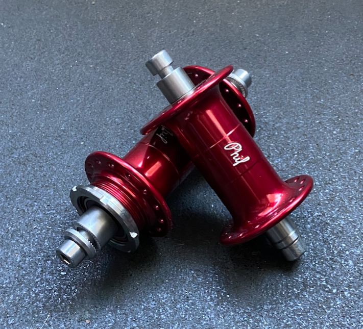 Phil Wood Track Hubs Red Low Flange 28 Hole Hubset Single Fixed
