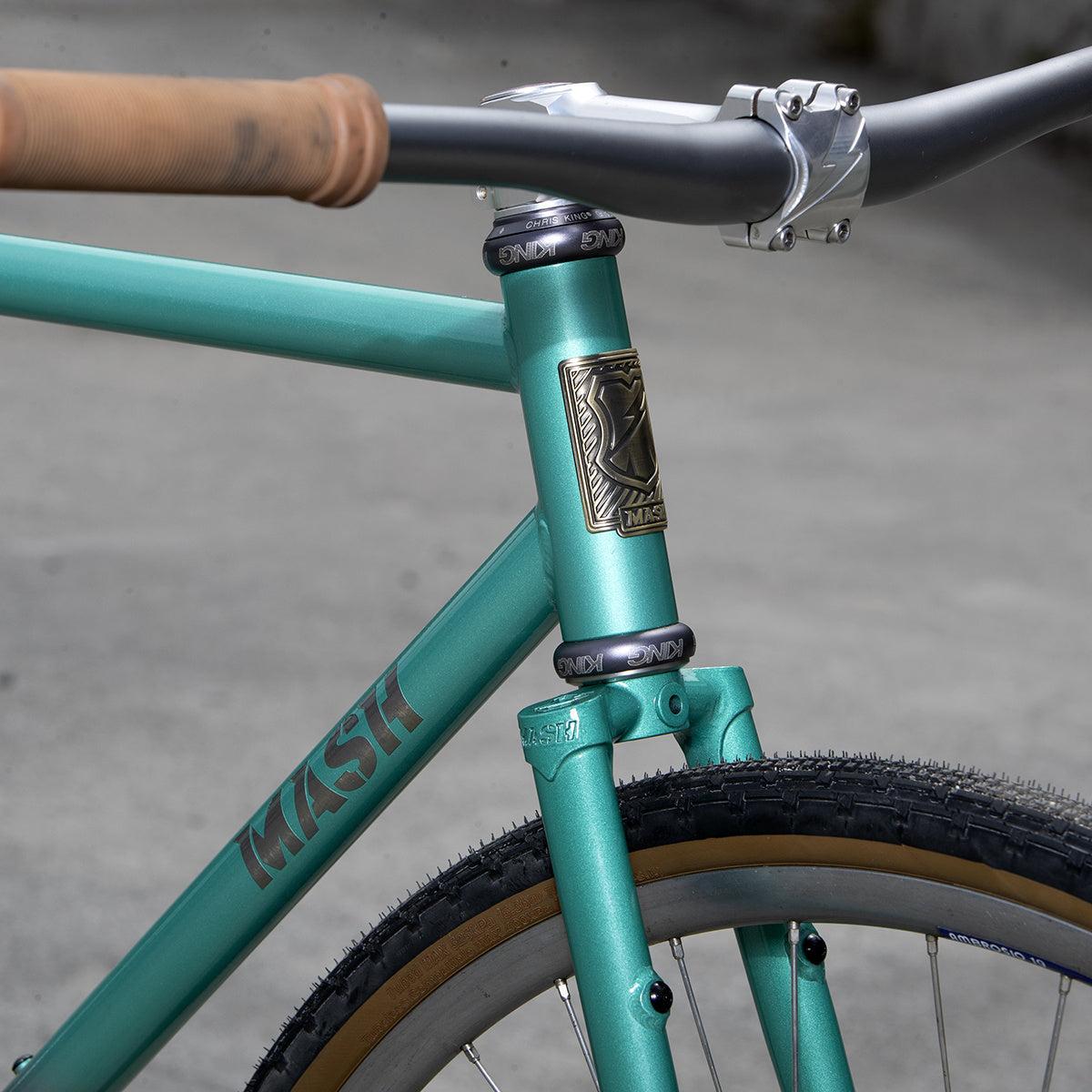 MASH Steel Frameset Raw/Teal Fade
