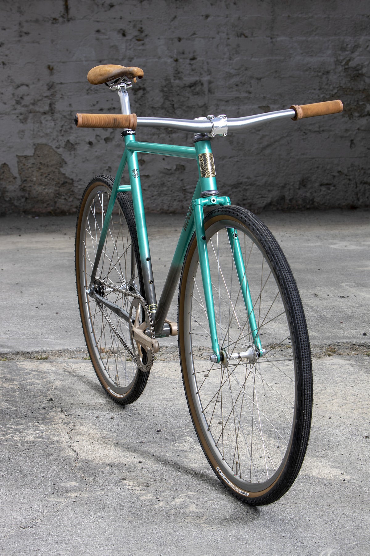 MASH Steel Frameset Raw/Teal Fade
