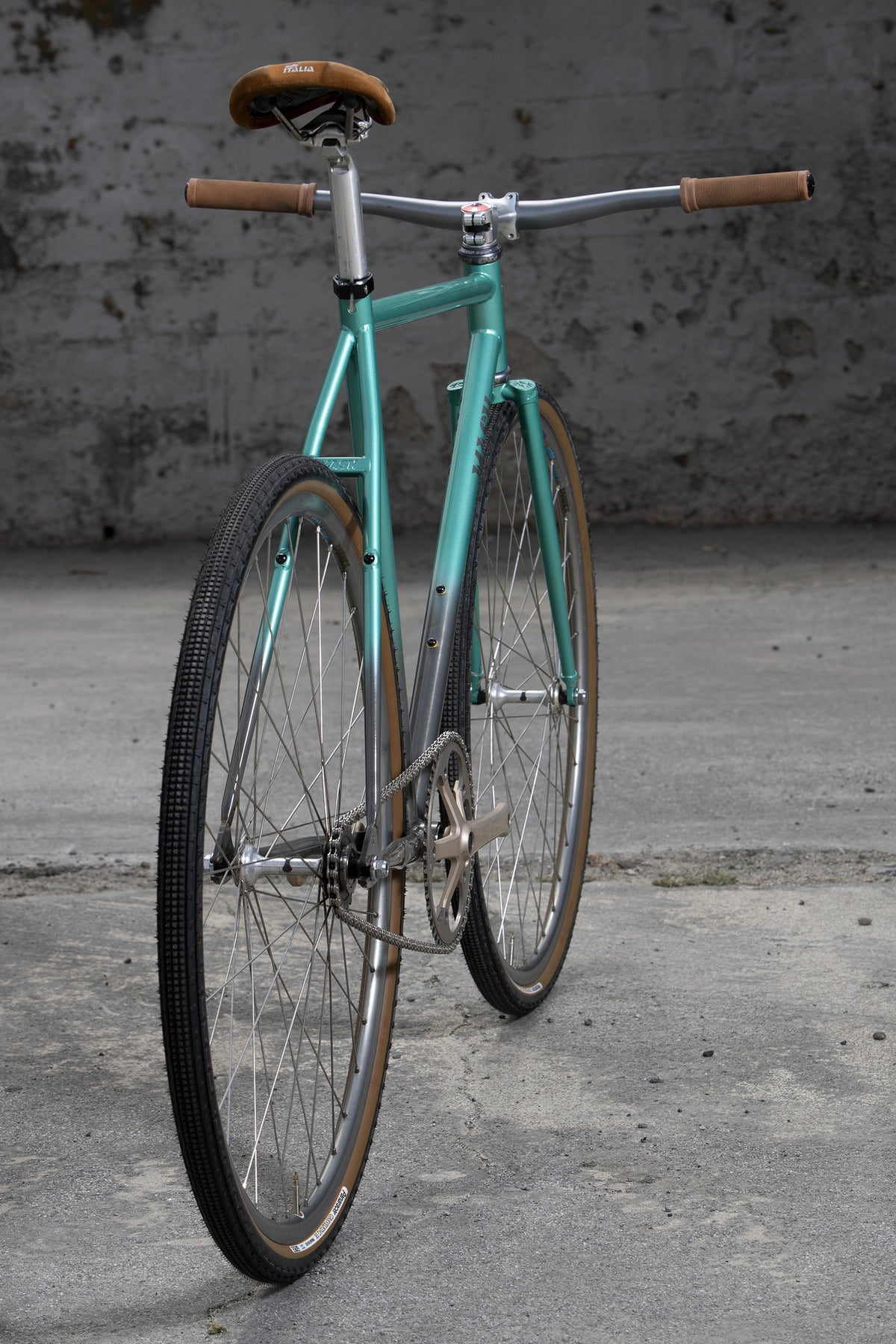 MASH Steel Frameset Raw/Teal Fade