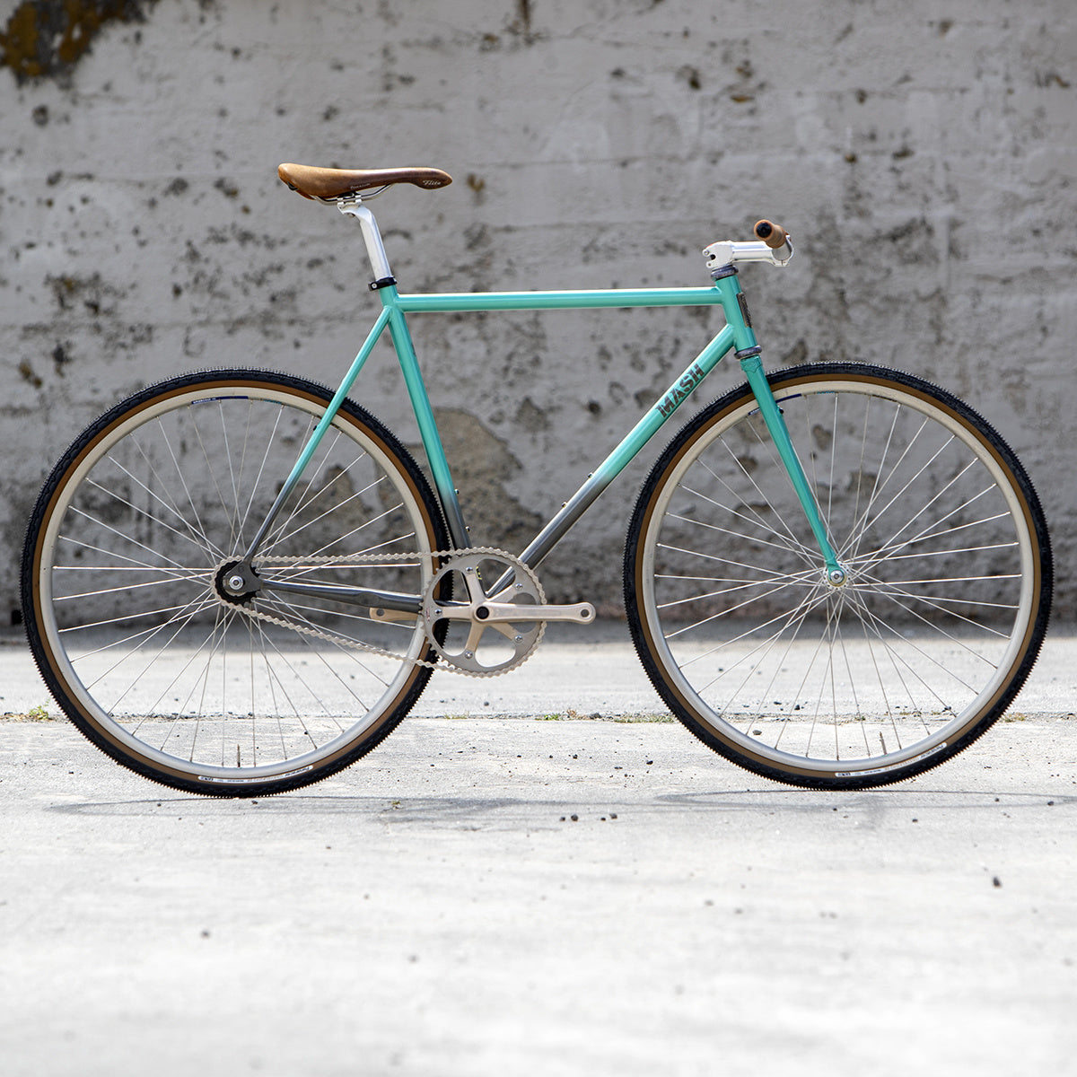 MASH Steel Frameset Raw/Teal Fade