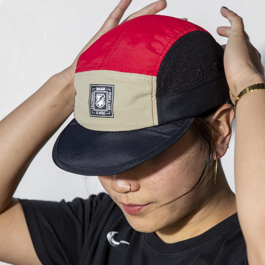 MASH FOLDABLE HAT Black Tan Red